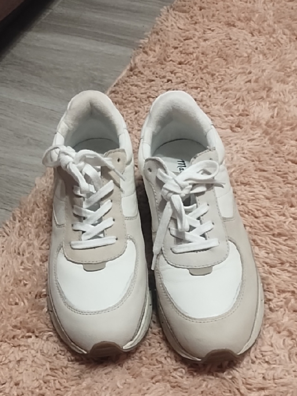 Madewell White and Beige Lace-Up Sneakers